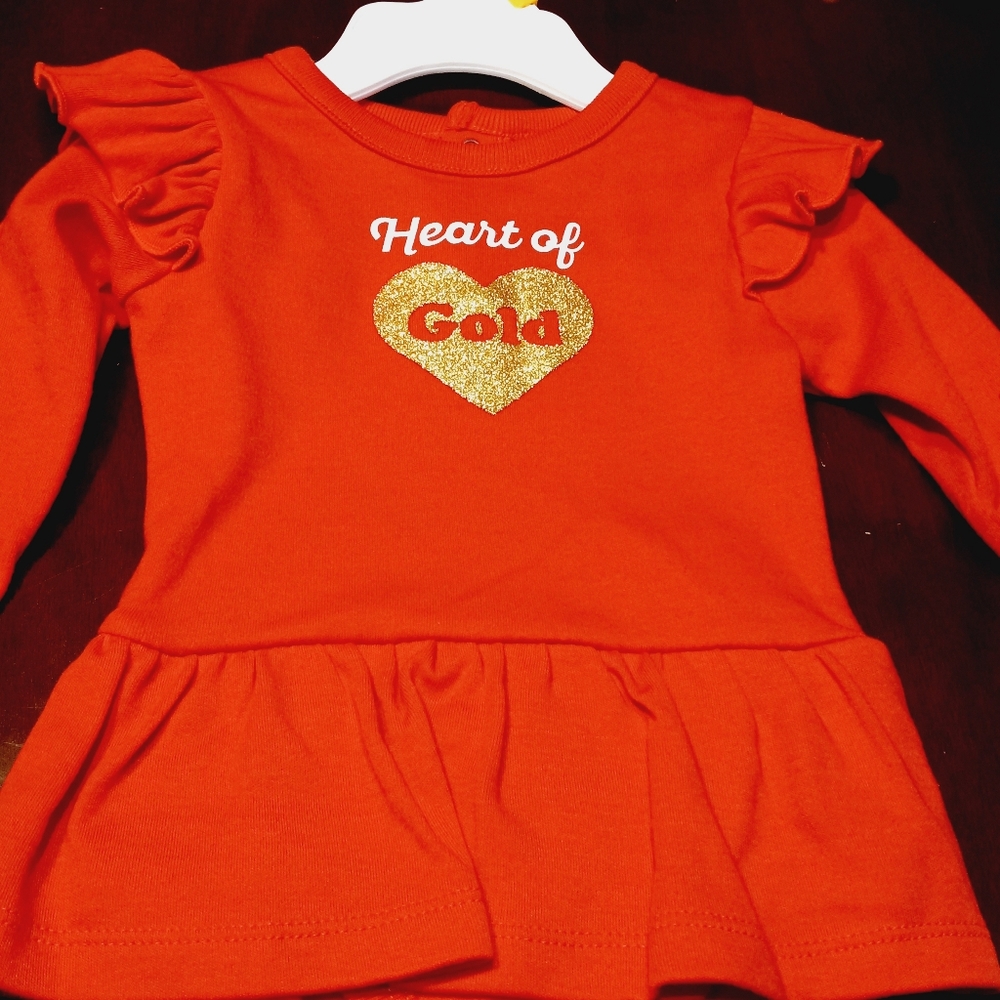 BRAND NEW " HEART OF GOLD$ ONSIE Size 3/6 Months